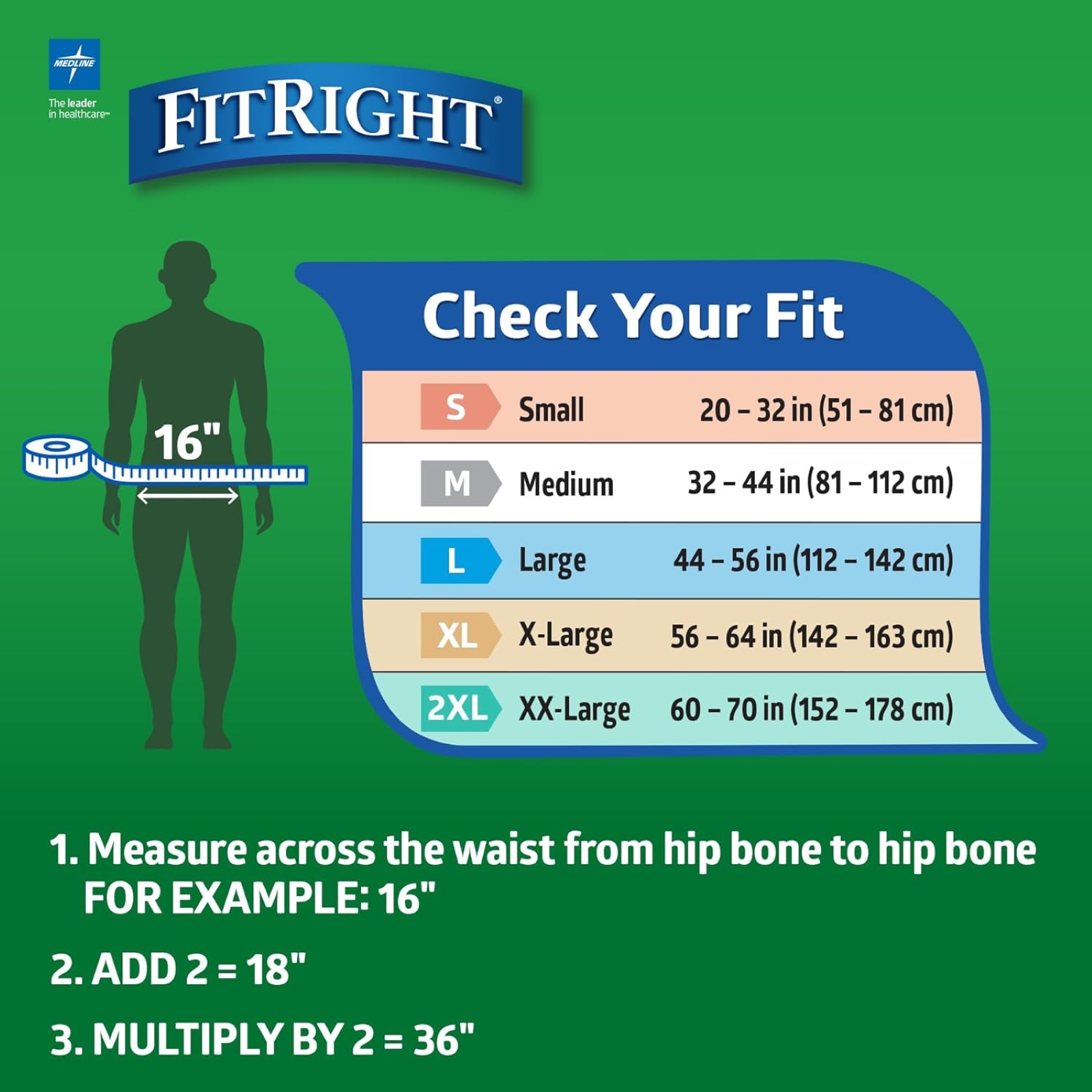 FitRight Ultra Absorbency Adult Diapers, FSA/HSA Eligible, 20 Count, Waist Size 32"-44", M, Incontinence Briefs for Men and Women, Disposable, Moisture Wicking, Leak Protection