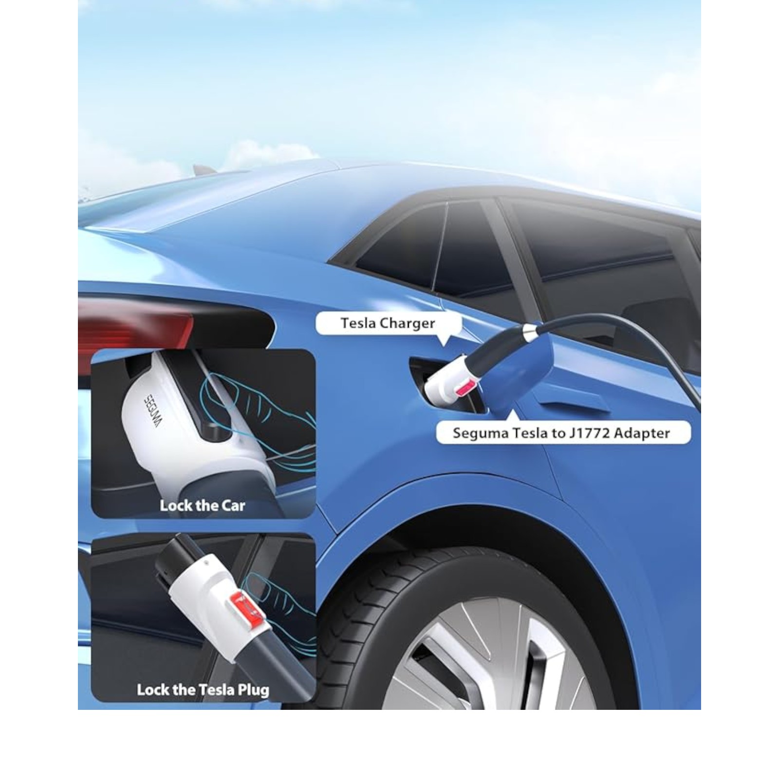 NACS to J1772 Adapter, Max 80Amp 250V J1772 EV Charging Adapter to Tesla Charger, Compatible with Tesla High Power Wall Connector, Home Mobile Chargers, Destination Charger, Suits for SAE J1772 EVs