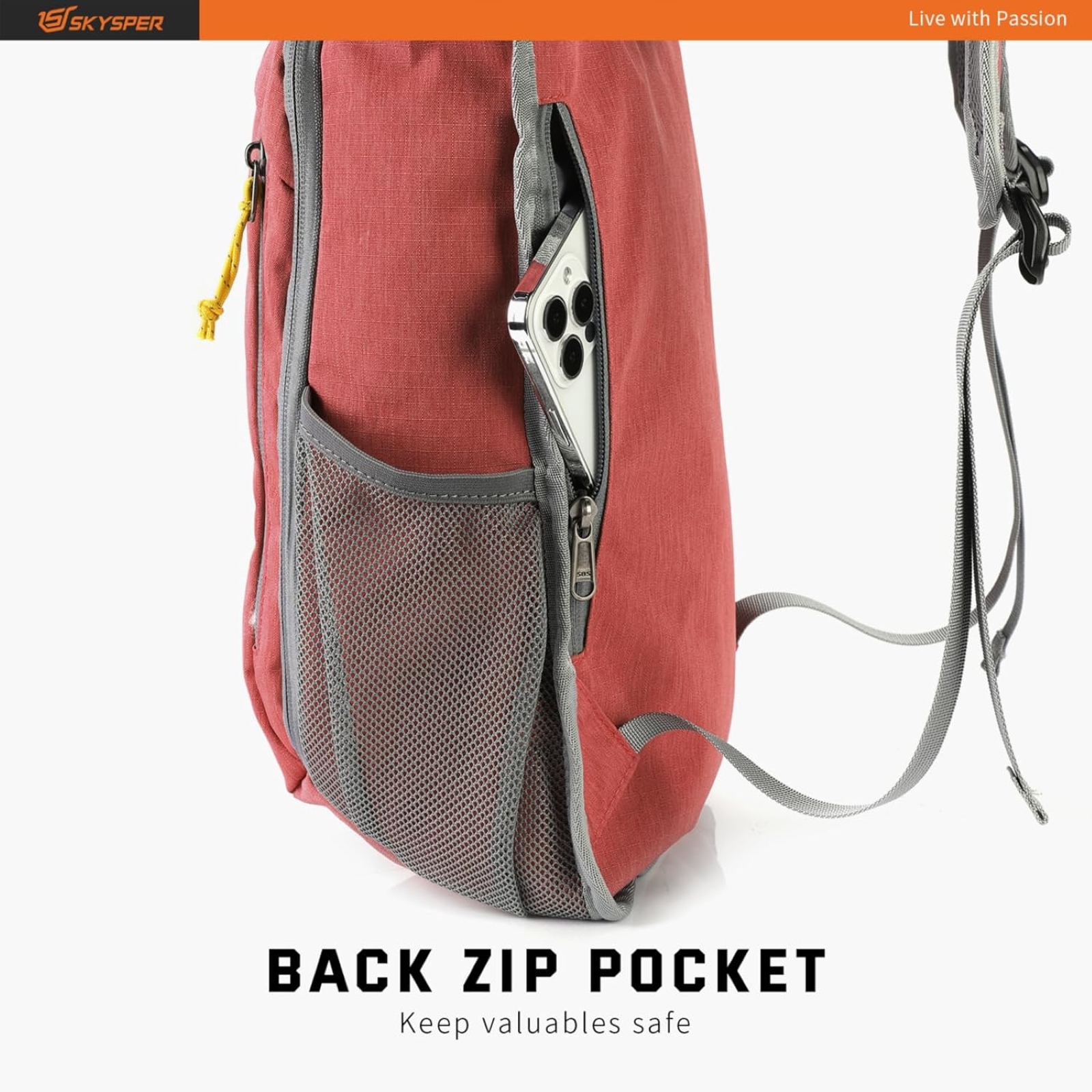 SKYSPER Small Daypack 10L Hiking Backpack Packable Lightweight Travel Day Pack for Women Men (Red)