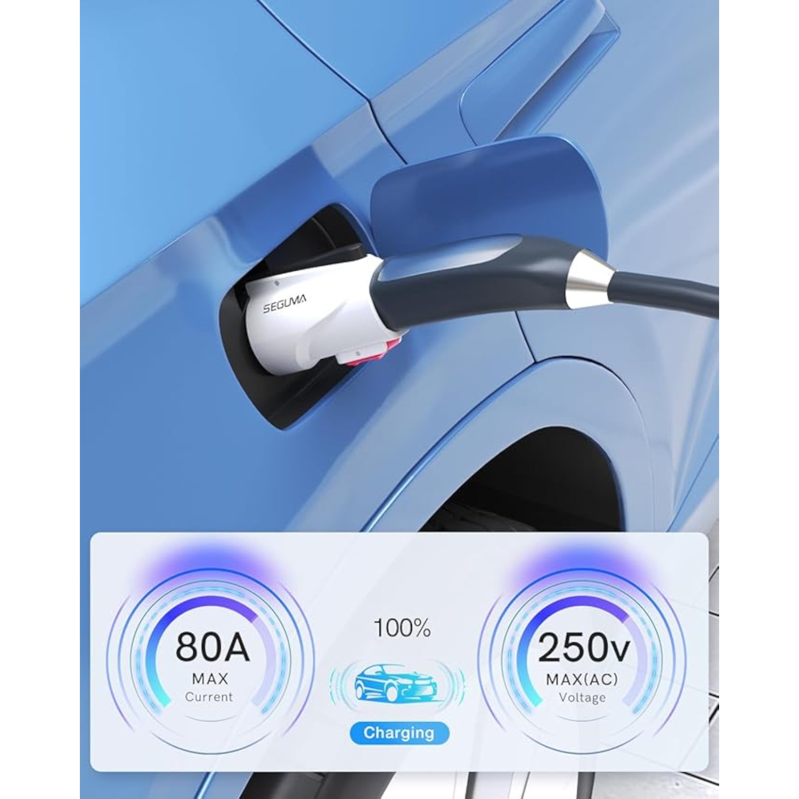 NACS to J1772 Adapter, Max 80Amp 250V J1772 EV Charging Adapter to Tesla Charger, Compatible with Tesla High Power Wall Connector, Home Mobile Chargers, Destination Charger, Suits for SAE J1772 EVs