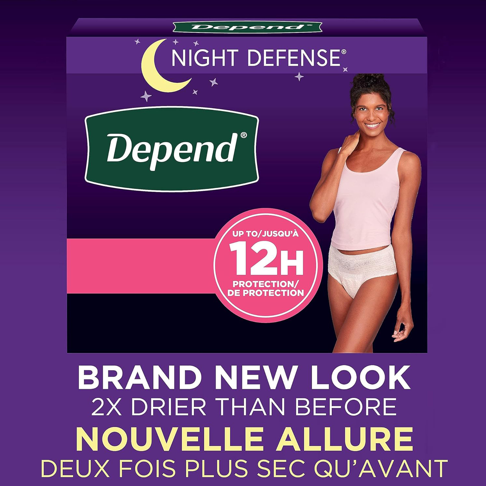 Depend Night Defense Adult Incontinence & Postpartum Bladder Leak Underwear for Women, Disposable, Overnight, Extra-Large, Blush, 12 Count, Packaging May Vary