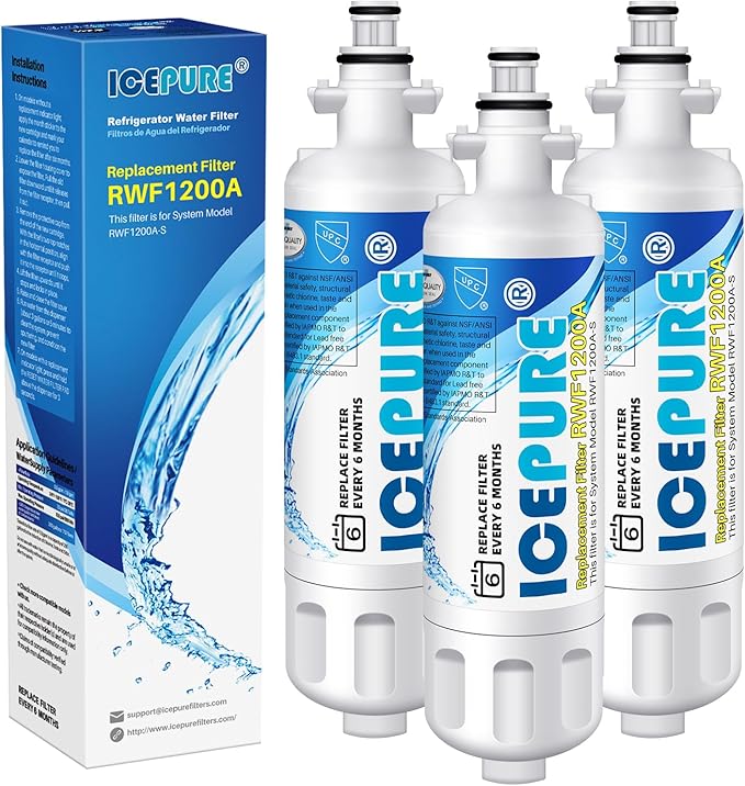 ICEPURE RWF1200A Refrigerator Filter Fits LG LT700P Kenmore Elite 46 9690 3Pack