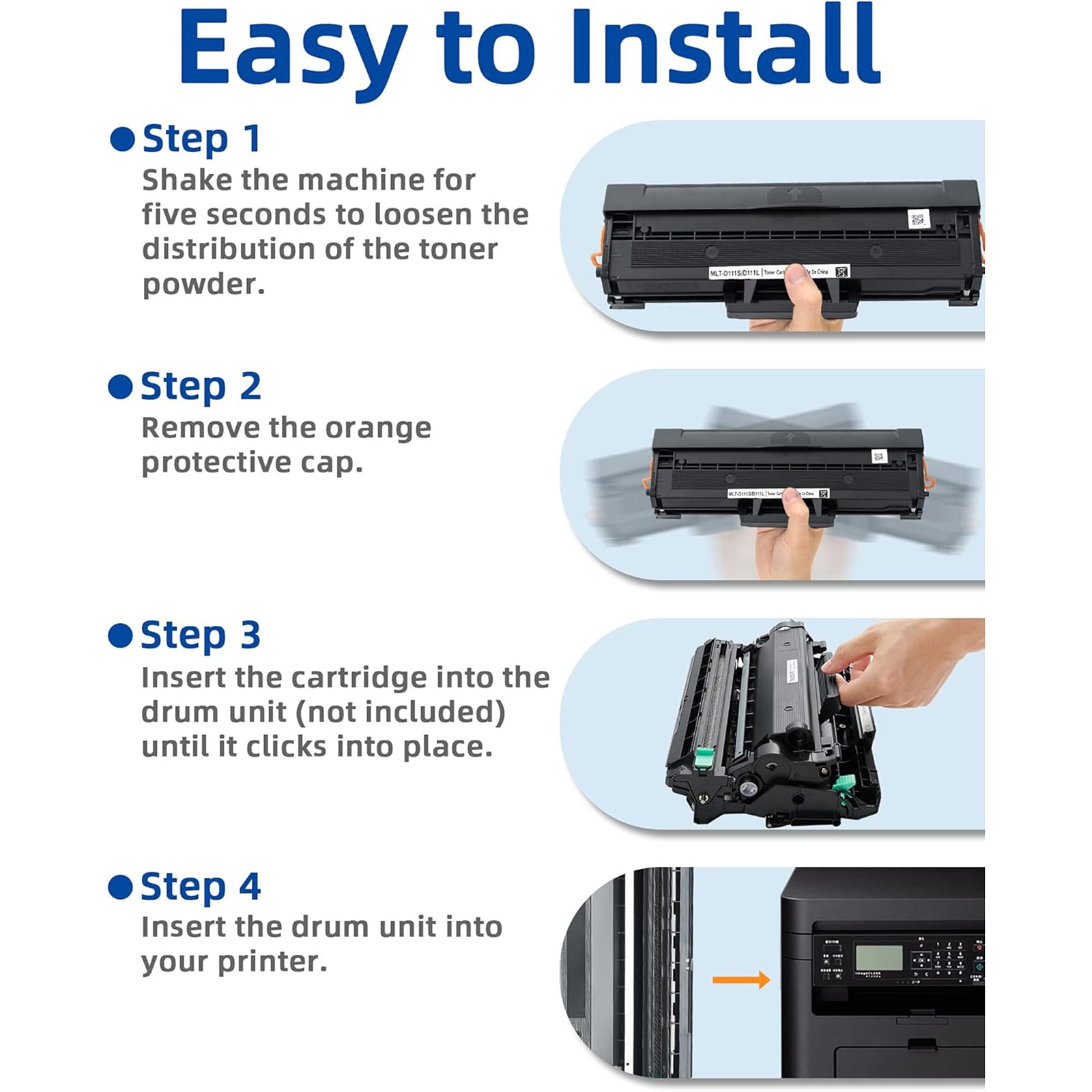 ZEOB Laser Toner Cartridge with CHIP for MLT-D111S and MLT-D111L, Black (2 Pack)