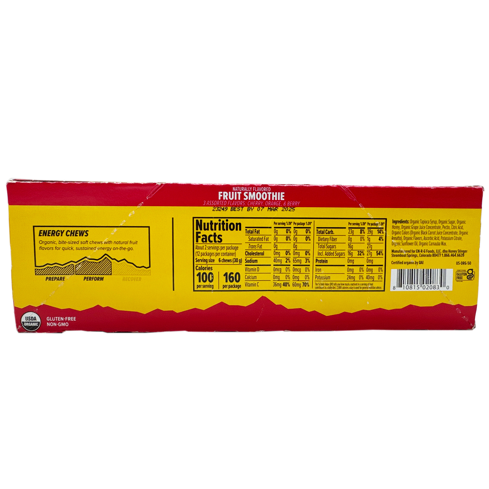 Honey Stinger Organic Energy Chews, Fruit Smoothie (12 pack)