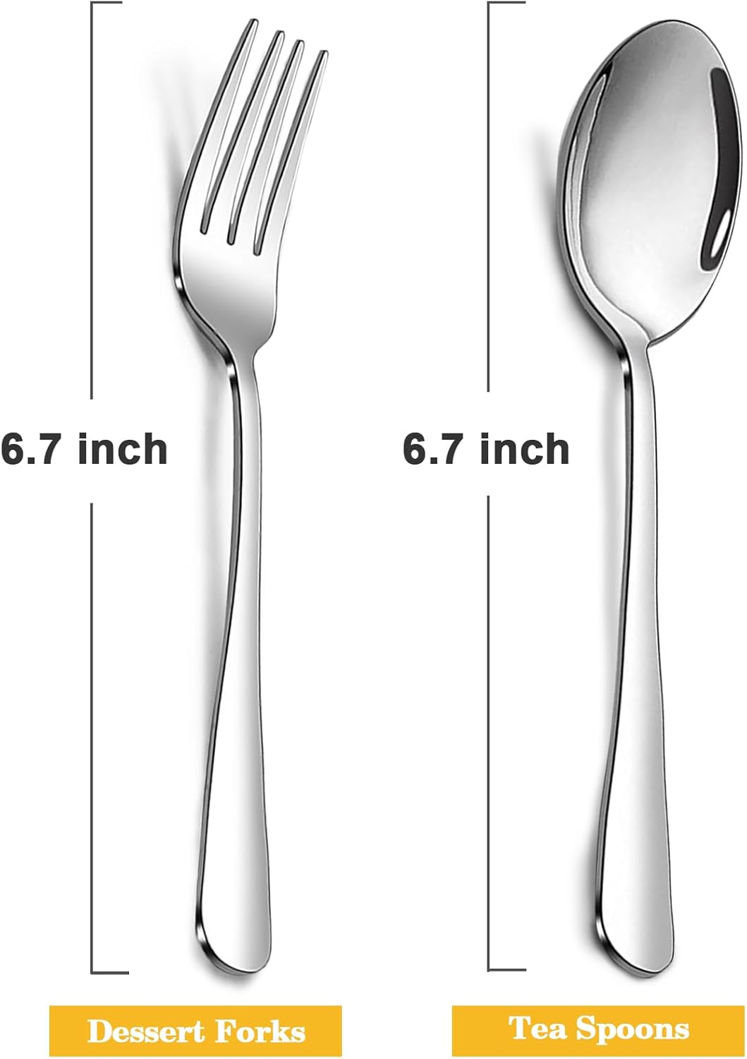 SANTUO Stainless Steel Teaspoon and Dessert Forks Set, Stainless Steel Silverware set of 8, Mirror Polished & Dishwasher Safe