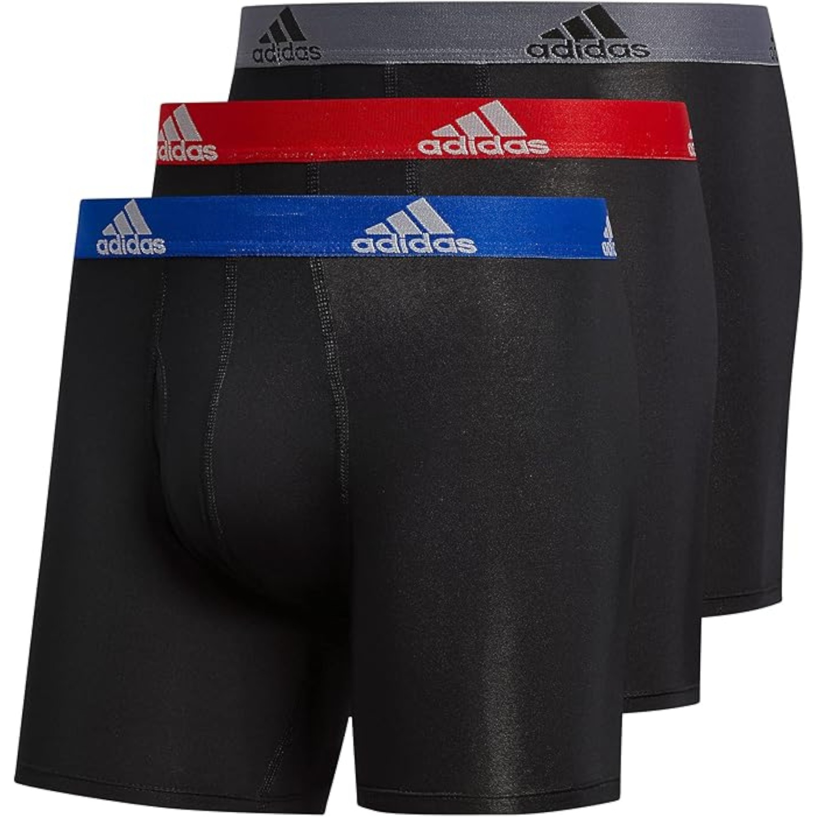 adidas Men's Microfiber Boxer Briefs Underwear (Multipack) Athletic Stretch-Fit Black/Collegiate Royal Blue/Scarlet Redperformance (X-Large)