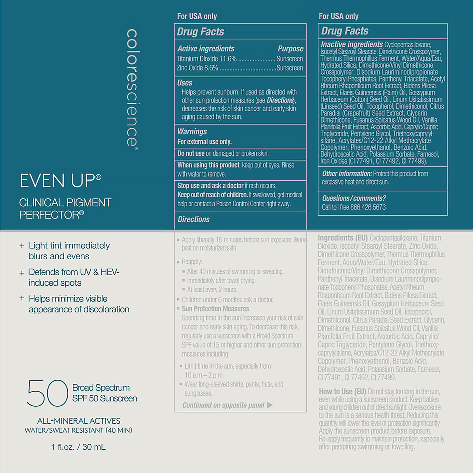 Colorescience Even Up, Water Resistant Mineral Sunscreen SPF 50, Primer, 1 Fl Oz