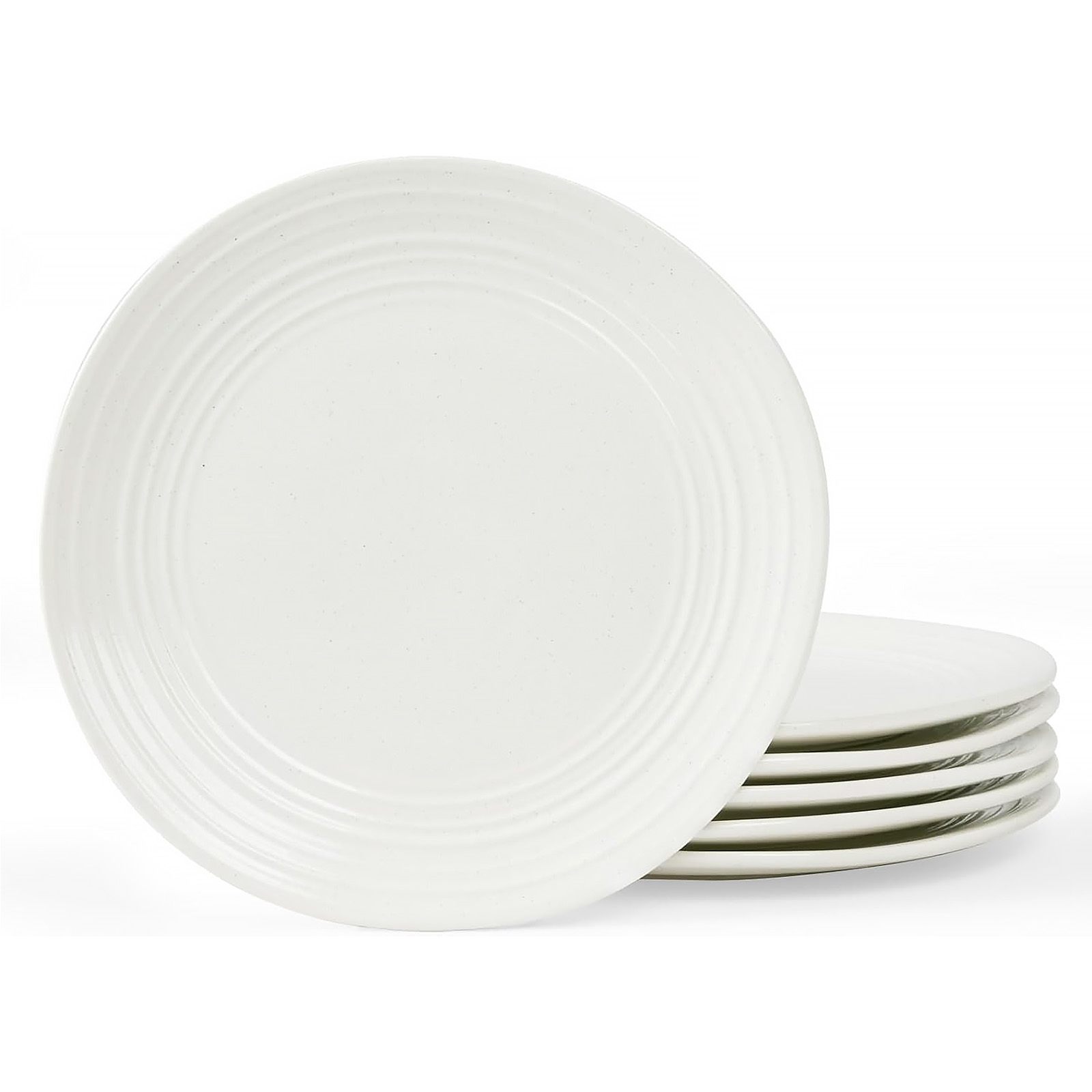 Famiware Dinner Plates, 10.25 Inch Plate Set for 6, Reactive Glaze Speckled Hand-made Ceramic Plates, Microwave & Dishwasher Safe, Scratch Resistant, Twilight Series, White