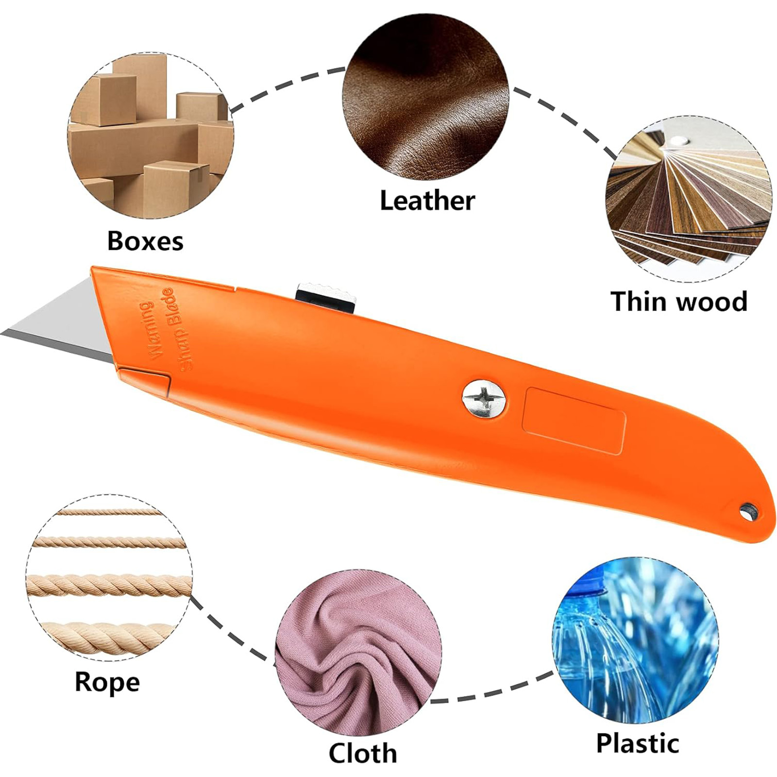 TIFICAL 2Pack Utility Knife Box Cutter Retractable Blade Heavy Duty (Orange)