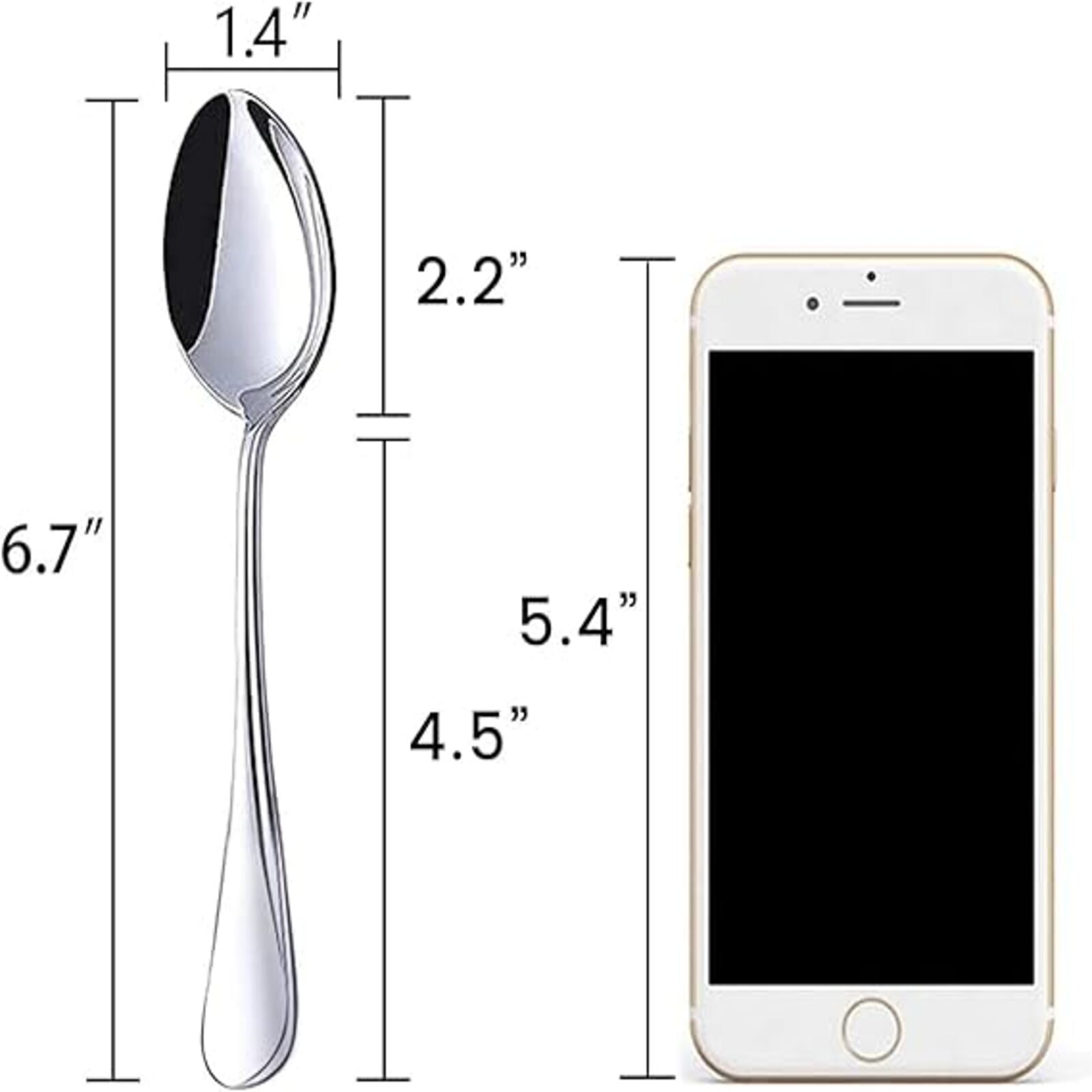 HANSGO Teaspoons Stainless Steel, 8 Piece Dinner Spoons Set 6.7 inches Dessert Spoons Use for Home, Kitchen or Restaurant