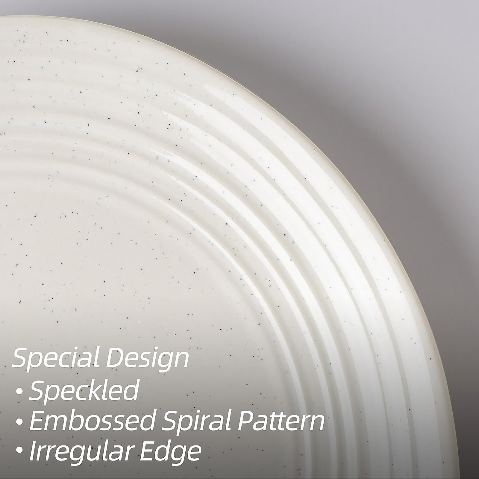 Famiware Dinner Plates, 10.25 Inch Plate Set for 6, Reactive Glaze Speckled Hand-made Ceramic Plates, Microwave & Dishwasher Safe, Scratch Resistant, Twilight Series, White