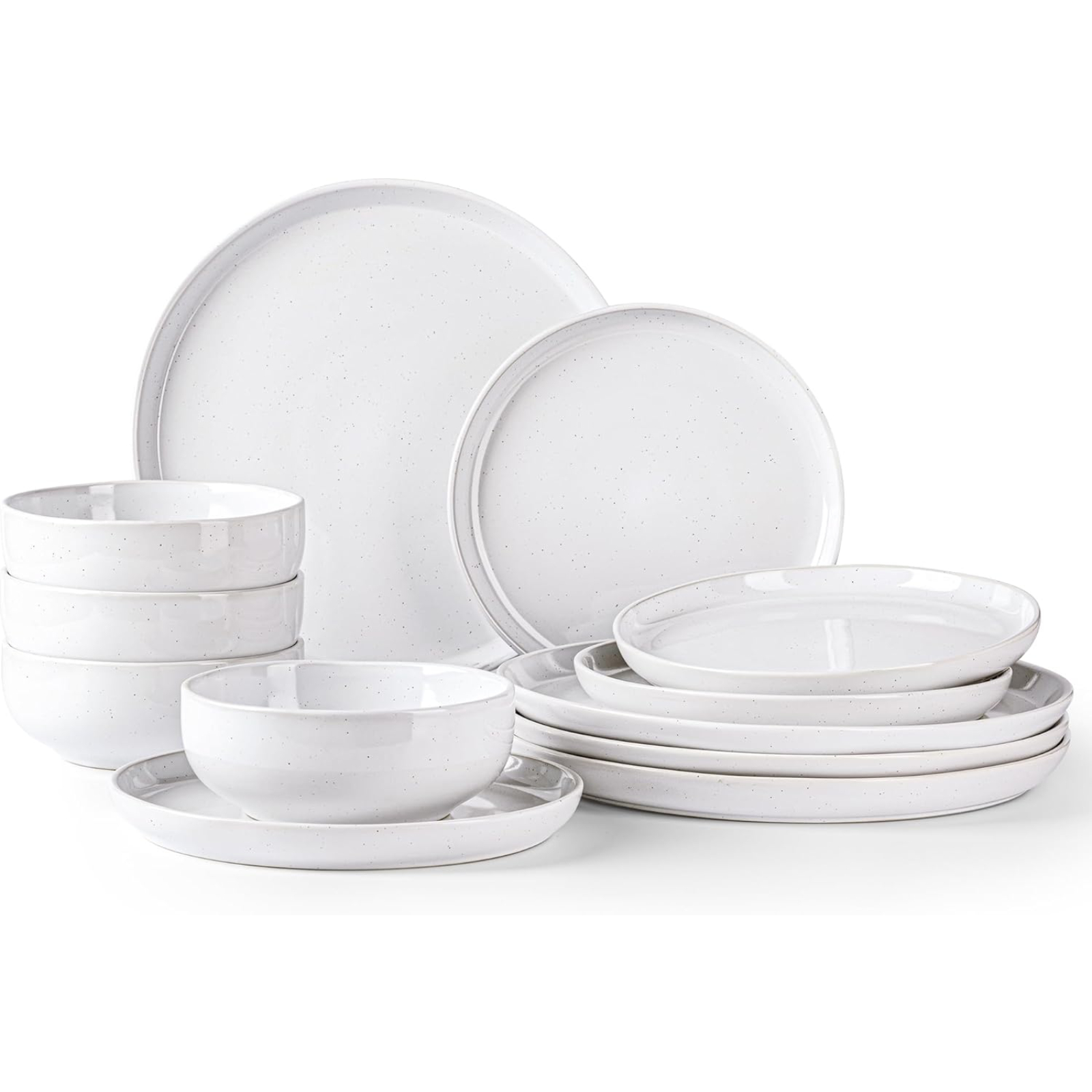 GBHOME Ceramic Dinnerware Set for 4, 12pcs Stoneware Plates and Bowls Sets, Handmade Chip and Scratch Resistant Dishes Set, Dishwasher & Microwave Safe
