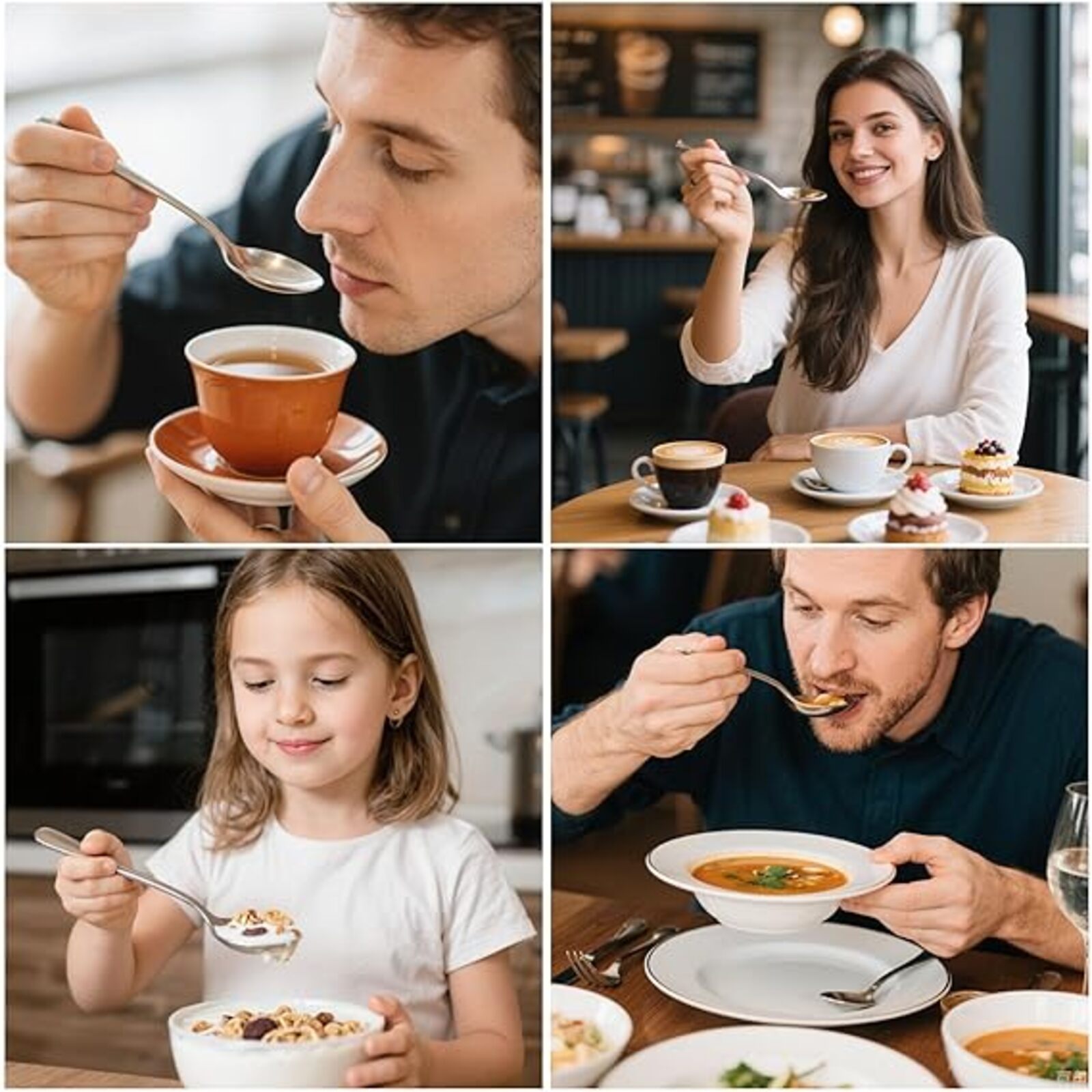 HANSGO Teaspoons Stainless Steel, 8 Piece Dinner Spoons Set 6.7 inches Dessert Spoons Use for Home, Kitchen or Restaurant