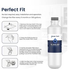 GLACIER FRESH LT1000PC Replacement Water Filter, Compatible with LT1000PC/PCS, LT1000PC, LT-1000PC, MDJ64844601, ADQ747935 ADQ74793504 Filter and LT120F ADQ73334008 Fresh Air (3+3)