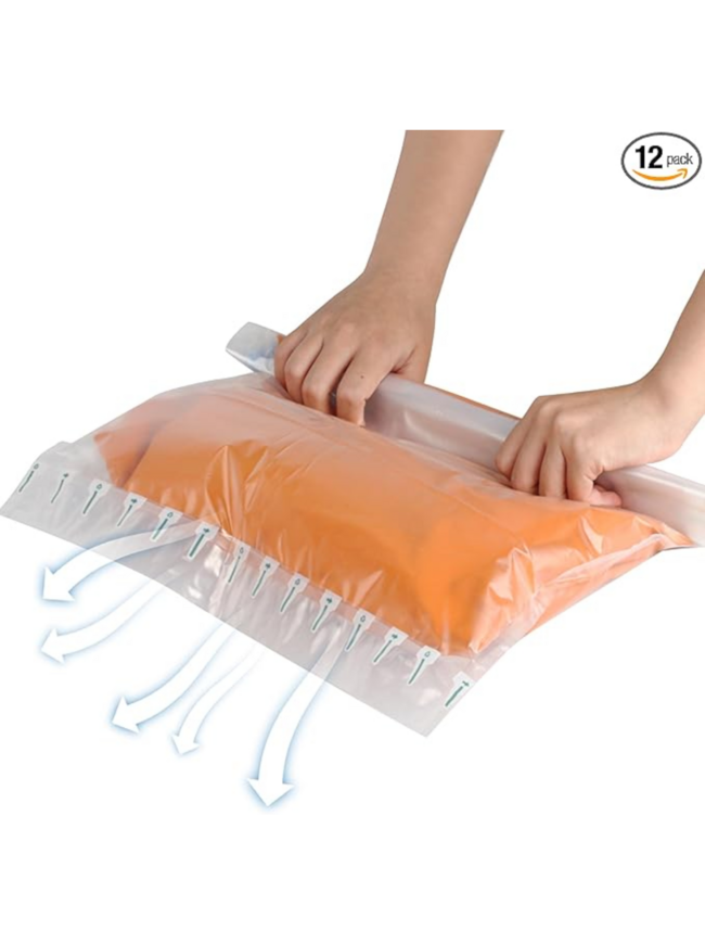 Small Compression Bags for Travel - 12 Pack Roll-Up Space Saver Bags | No Pump Needed, Hand Roll Design for Clothes, Travel Essentials & Home Storage Organizers