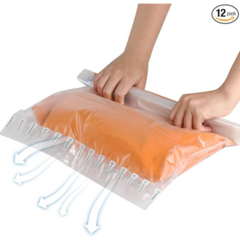 Small Compression Bags for Travel - 12 Pack Roll-Up Space Saver Bags | No Pump Needed, Hand Roll Design for Clothes, Travel Essentials & Home Storage Organizers