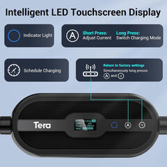 Tera Electric Vehicle Charger for Tesla: Level 2 32A 240V for NACS All Models 3 Y S X NEMA 14-50 Plug Portable & Wall Connector Dual Use Wi-Fi Enabled 25FT Cable P01_NACS Black
