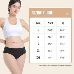 Carer Period Underwear for Women Heavy Flow Womens Leak Proof Menstrual Underwear 50-100ml Absorbent Period Panties Reusable Washable Incontinence Briefs, 2pk-L (Black/Beige)