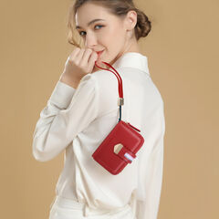 Pomelo Best Red RFID Ladies Wallet: Double Zipper Card Case for 24 Cards & Coins