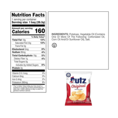 Utz Original 1 Oz Bags, 42 Count Crispy Potato Chips Made from Fresh Potatoes, Crunchy Individual Snacks to Go, Cholesterol Free, Trans-Fat Free, Gluten Free Snacks
