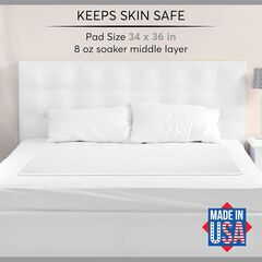 AbsorbEase® Washable Underpads 34"x36" - Waterproof, Ultra-Absorbent Incontinence Bed Pads for Adults, Seniors, Kids, Pets, Reusable Pee Pads, Odor Neutralizing, Latex-Free, USA Made (Pack of 4)