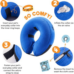 BENCMATE Protective Inflatable Collar for Dogs and Cats - Blue (Choose size)