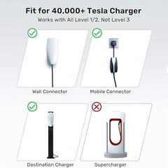 Tesla to J1772 Charging Adapter, Max 60A & 250V AC, Black