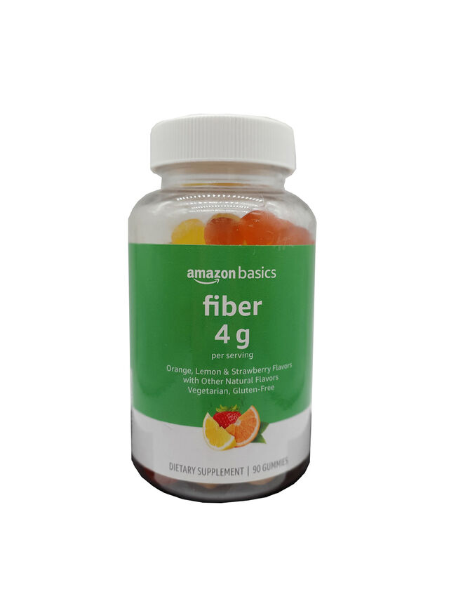 Amazon Basics Fiber 4g Orange Lemon & Strawberry Flavor 90 Gummies