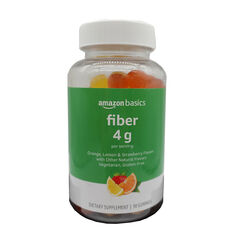 Amazon Basics Fiber 4g Orange Lemon & Strawberry Flavor 90 Gummies
