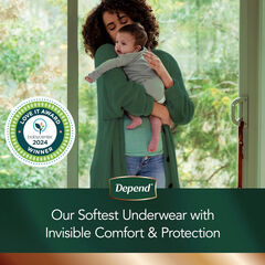 Depend Silhouette Adult Incontinence & Postpartum Bladder Leak Underwear for Women, Maximum Absorbency, Large, Pink, 12 Count, Packaging May Vary