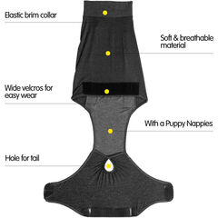 HEYWEAN Medium Dog Diaper (Black): Full Body, Physiological/Surgery Use, Unisex