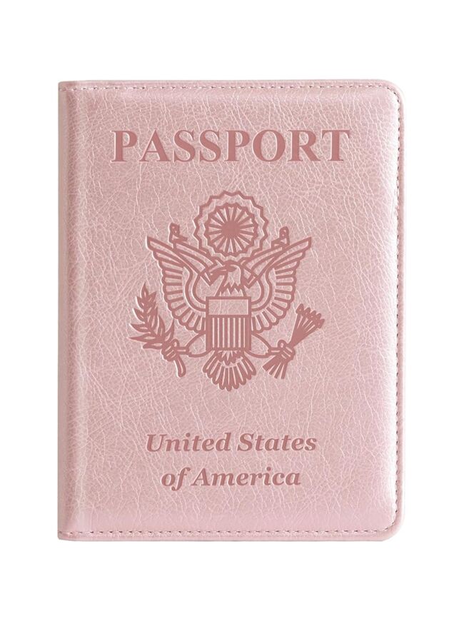 CoBak Passport Holder for Women and Men - Premium PU Leather Passport Cover Travel Wallet Organizer Holds Passport and Essential Documents, Rose Gold