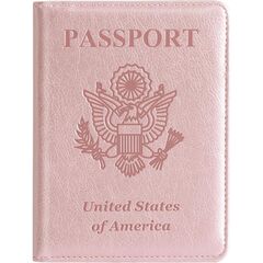 CoBak Passport Holder for Women and Men - Premium PU Leather Passport Cover Travel Wallet Organizer Holds Passport and Essential Documents, Rose Gold