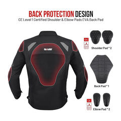 Motorcycle Jacket For Men with CE Armored Mesh Airflow, Medium Black