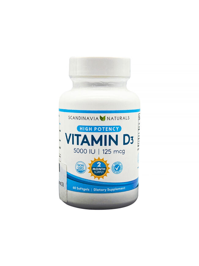 SCANDINAVIA NATURALS Vitamin D3 125 mcg (5,000 IU) 60 Softgels **READ**