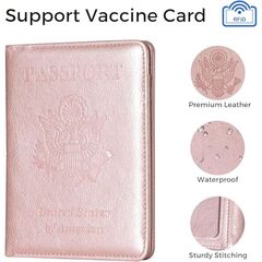 CoBak Passport Holder for Women and Men - Premium PU Leather Passport Cover Travel Wallet Organizer Holds Passport and Essential Documents, Rose Gold