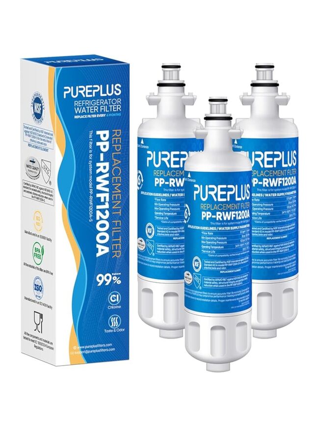 PUREPLUS 9690 Replacement for kenmore Elite 469690 LG LT700P RFC 1200A ADQ36006102 ADQ36006101 LFX28968ST RWF1052 RWF1200A LFXS29626S LFXS30766S LFX31925ST LFX31945ST Refrigerator Water Filter, 3Pack