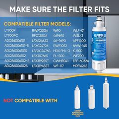 PUREPLUS 9690 Replacement for kenmore Elite 469690 LG LT700P RFC 1200A ADQ36006102 ADQ36006101 LFX28968ST RWF1052 RWF1200A LFXS29626S LFXS30766S LFX31925ST LFX31945ST Refrigerator Water Filter, 3Pack