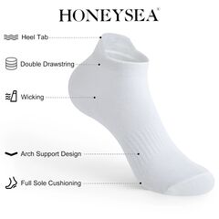 Honeysea Ankle Socks for Women Men Heel Tab Athletic Running Socks, Medium (6 Pairs) 