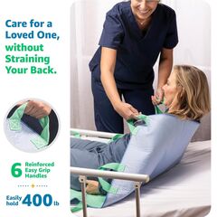 Improvia Positioning Bed Pad 34"x36" with 6 Reinforced Handles, Quick-Drying, Washable, Waterproof, Reusable, Mattress Protection, for Lifting, Turning, Transfer, Elderly and Incontinence Patients.
