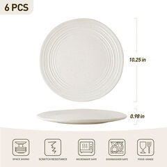 Famiware Dinner Plates, 10.25 Inch Plate Set for 6, Reactive Glaze Speckled Hand-made Ceramic Plates, Microwave & Dishwasher Safe, Scratch Resistant, Twilight Series, White