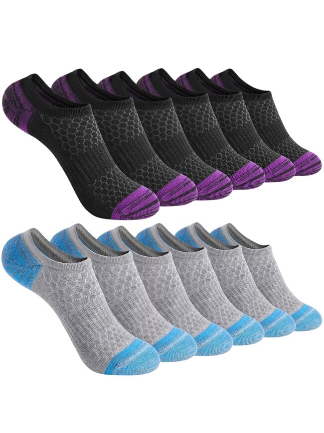 Honeysea Ankle Socks for Women, Athletic Cushioned Running Socks Crew Socks for Women Men, Small (6Pairs)