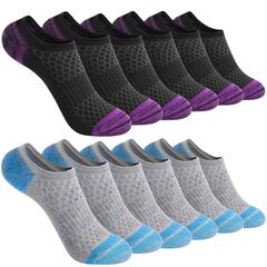 Honeysea Ankle Socks for Women, Athletic Cushioned Running Socks Crew Socks for Women Men, Small (6Pairs)