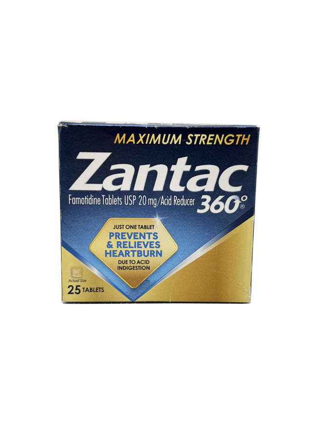 Zantac Maximum Strength 360 Famotidine 20 Mg 25 Tablets Exp 09/2026