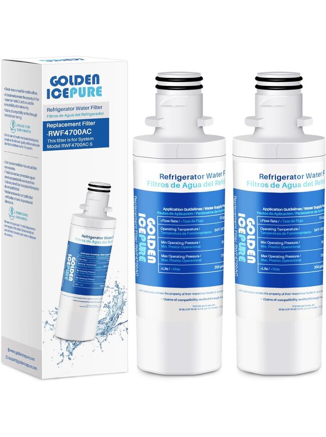 GOLDEN ICEPURE ADQ74793501 Replacement for LT1000P, ADQ74793502, LMXS28626D, LMXS30796S, LFXS28566M Water Filter 469980, ZWFL7-RF300, FL-RF46, RWF1053, AQF-LT1000P 2PACK