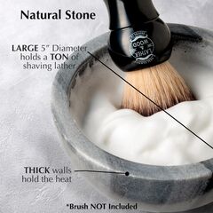 Lather & Wood Marble Shaving Cream Bowl - Premium Stone Holds Heat with Lather Ridges - Gray