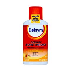 Delsym Cough + Sore Throat Relief, Honey, 6 Oz