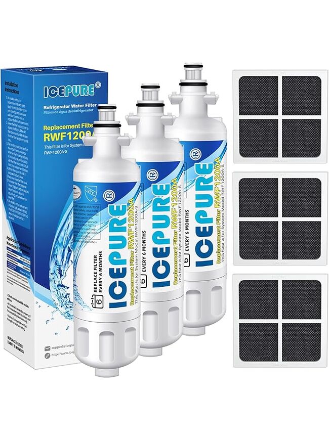 ICEPURE RWF1200A Refrigerator Filter Fits LG LT700P Kenmore Elite 46 9690 and LT120F 3 Carbon Air Filters AF004