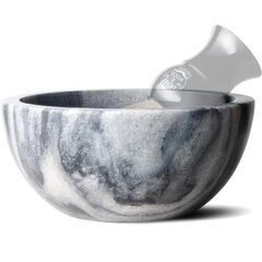 Lather & Wood Marble Shaving Cream Bowl - Premium Stone Holds Heat with Lather Ridges - Gray