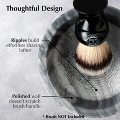 Lather & Wood Marble Shaving Cream Bowl - Premium Stone Holds Heat with Lather Ridges - Gray